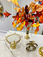 Load image into Gallery viewer, Gold Footed Glass Bowl with Jewel Flowers Design, 10"D