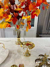 Load image into Gallery viewer, Gold Bowl on Stand with Jewel Flower Design, 7"D