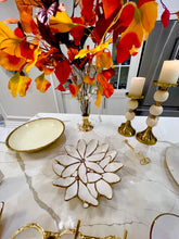 Load image into Gallery viewer, White Porcelain Flower Plate With Gold Edge 13"