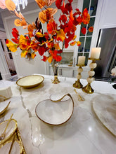 Load image into Gallery viewer, White Porcelain Chip And Dip Bowl Gold Edged 10"D