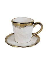 Load image into Gallery viewer, White Porcelain Coffee Set With Gold Edge, 7.5 Oz