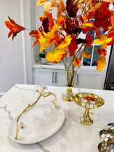 Load image into Gallery viewer, Gold Bowl on Stand with Jewel Flower Design, 7"D