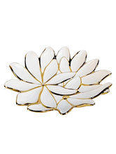 Load image into Gallery viewer, White Porcelain Flower Plate With Gold Edge 13"