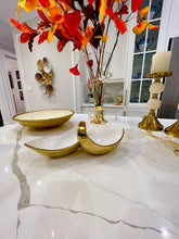 Load image into Gallery viewer, White Porcelain Double Snack Bowl With Gold 13"
