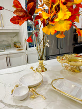 Load image into Gallery viewer, Porcelain 2 Sectional Tray with Gold Flower Detail