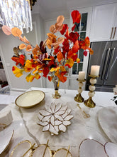 Load image into Gallery viewer, White Porcelain Flower Plate With Gold Edge 13"