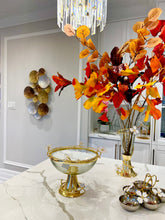 Load image into Gallery viewer, Gold Footed Glass Bowl with Jewel Flowers Design, 10"D