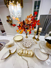 Load image into Gallery viewer, White Porcelain Flower Plate With Gold Edge 13"