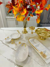 Load image into Gallery viewer, Porcelain Oval Bowl with Gold Flower Detail, 11"L