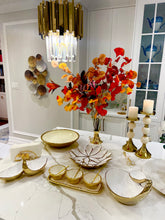 Load image into Gallery viewer, White Porcelain Flower Plate With Gold Edge 13"