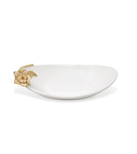 Load image into Gallery viewer, Porcelain Oval Bowl with Gold Flower Detail, 11"L