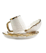 Load image into Gallery viewer, 4 Piece White Dinner Set with Gold Design