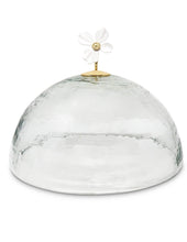 Load image into Gallery viewer, Gold Base Cake Stand and Platter Glass Cover w Jewel Flower