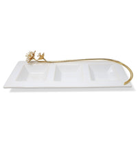 Load image into Gallery viewer, Porcelain Sectional Plate with Enamel Flower Design, 17"L