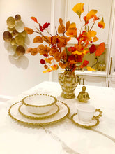 Load image into Gallery viewer, 5  Piece White Dinner Set Gold Beaded Border