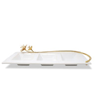 Load image into Gallery viewer, Porcelain Sectional Plate with Enamel Flower Design, 17"L