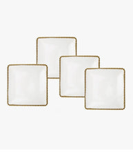 Load image into Gallery viewer, Set Of Four Porcelain White  Plates With Gold Beaded Design