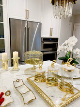 Load image into Gallery viewer, Glass Canister with Marble Lid and Gold Knot Design Knob