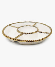 Load image into Gallery viewer, White Porcelain Chip and Dip Bowl Gold Trimmed