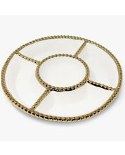 Load image into Gallery viewer, White Porcelain Chip and Dip Bowl Gold Trimmed
