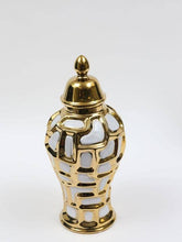 Load image into Gallery viewer, Medium White and Gold Ginger Jar