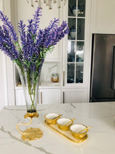 Load image into Gallery viewer, Glass Vase With Gold Lotus Flower Design