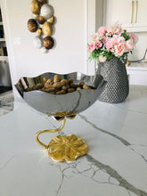 Load image into Gallery viewer, Stainless Steel Footed Bowl With Lotus Flower Design