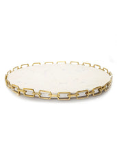 Load image into Gallery viewer, White Round Platter with Gold Chain Edge
