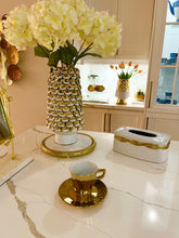 Load image into Gallery viewer, White Tissue Box Gold Rounded Design