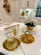 Load image into Gallery viewer, White Orchid Plant in Gold Hammered Vase