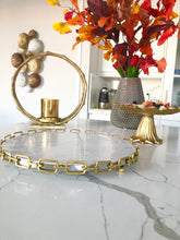 Load image into Gallery viewer, White Round Platter with Gold Chain Edge