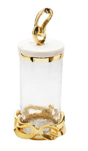 Load image into Gallery viewer, Glass Canister with Marble Lid and Gold Knot Design Knob