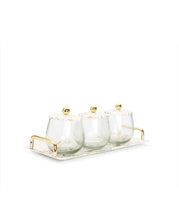 Load image into Gallery viewer, Gold Marble 3 Bowl Serving Dish with Gold Ball Design