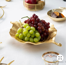 Load image into Gallery viewer, Leaf Shaped Gold Bowl with Vein Design