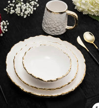 Load image into Gallery viewer, 4 Piece White Dinner Set with Gold Design