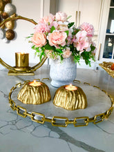 Load image into Gallery viewer, Set of 2 Gold Textured Tea Light Holders