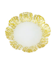 Load image into Gallery viewer, Milky Glass Gold Flower Shaped Dessert Plates - Set Of Four