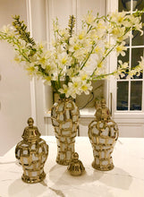 Load image into Gallery viewer, Medium White and Gold Ginger Jar