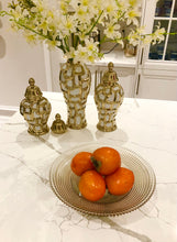 Load image into Gallery viewer, Large White and Gold Ginger Jar