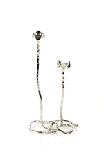 Load image into Gallery viewer, 12”H Pair of Tall Silver Candle Holder