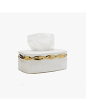 Load image into Gallery viewer, White Tissue Box Gold Rounded Design