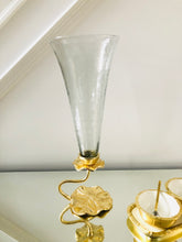 Load image into Gallery viewer, Glass Vase With Gold Lotus Flower Design
