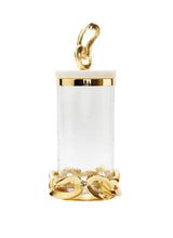 Load image into Gallery viewer, Glass Canister with Marble Lid and Gold Knot Design Knob