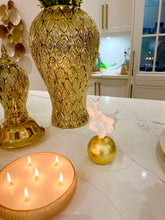 Load image into Gallery viewer, Matte Gold Diffuser  with Dimensional White Flower