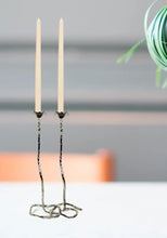 Load image into Gallery viewer, 12”H Pair of Tall Silver Candle Holder