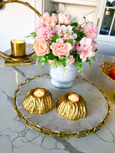 Load image into Gallery viewer, Set of 2 Gold Textured Tea Light Holders