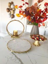 Load image into Gallery viewer, White Round Platter with Gold Chain Edge
