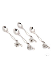 Load image into Gallery viewer, Set Of Four Spoons with Jeweled Flower