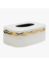 Load image into Gallery viewer, White Tissue Box Gold Rounded Design