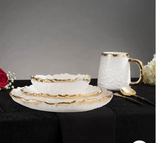 Load image into Gallery viewer, 4 Piece White Dinner Set with Gold Design
